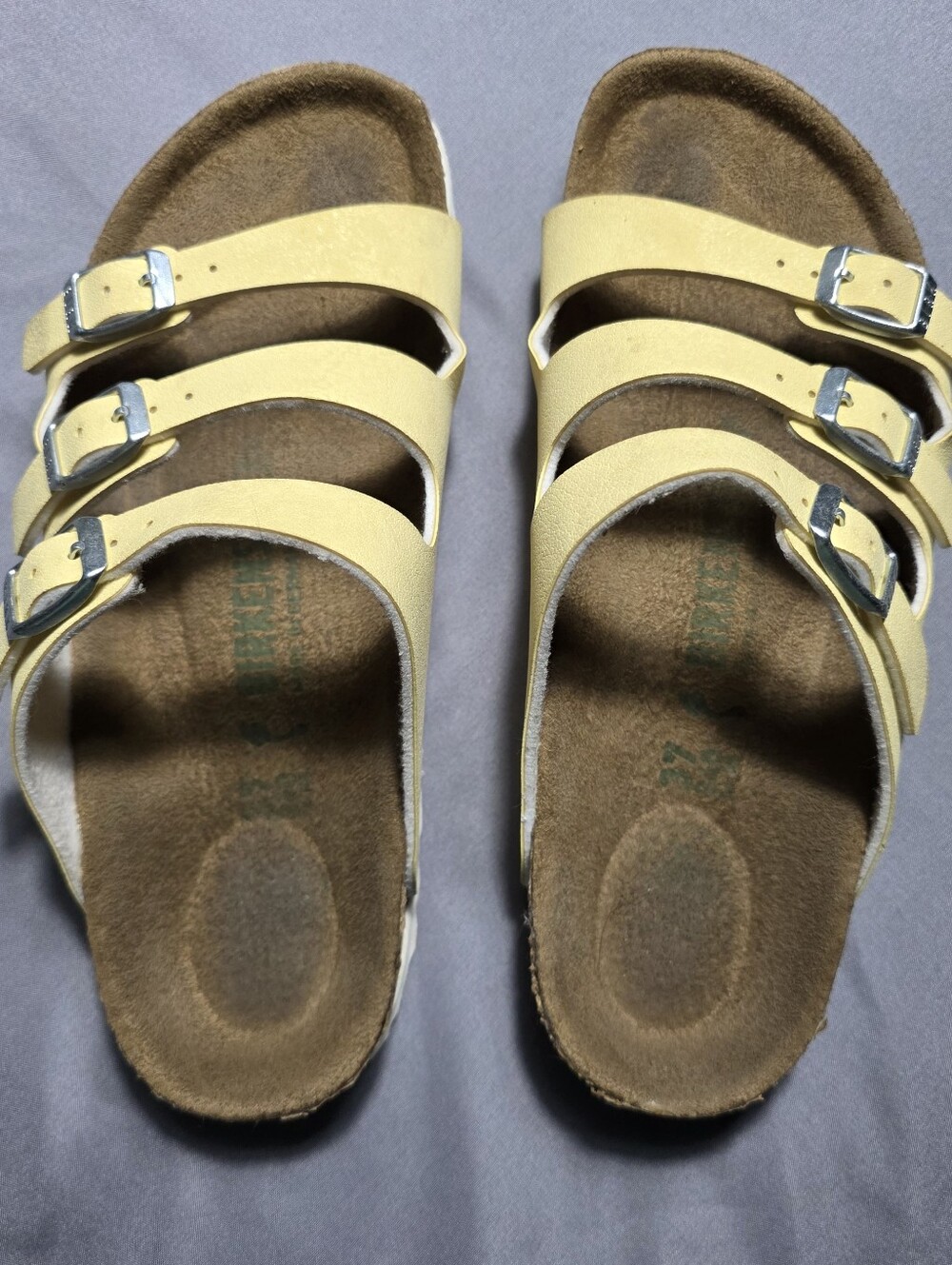Birkenstock Florida Fresh Triple Buckle Sandals Size 37 Yellow Color
